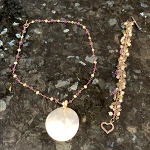 Mother of Pearl necklace and coordinating bracelet